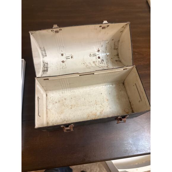 Antique Victory Dome Black Lunch Box 1950’s Metal 10" Pre-owned Lunch Box Pail - Picture 10 of 11